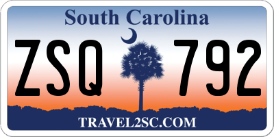 SC license plate ZSQ792