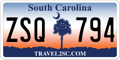 SC license plate ZSQ794