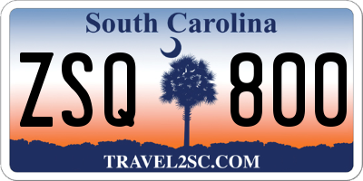 SC license plate ZSQ800