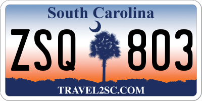 SC license plate ZSQ803