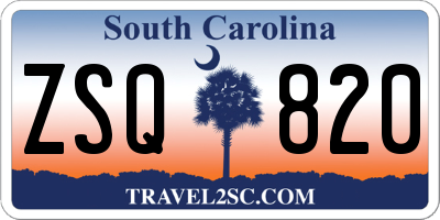 SC license plate ZSQ820