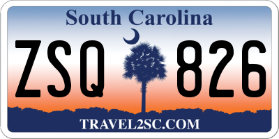 SC license plate ZSQ826