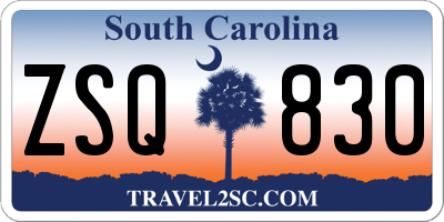 SC license plate ZSQ830