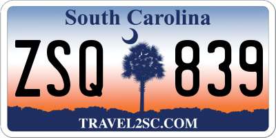 SC license plate ZSQ839