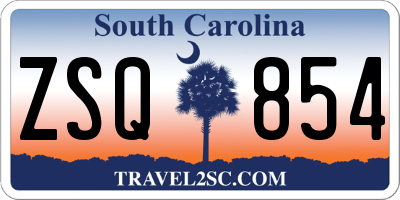 SC license plate ZSQ854