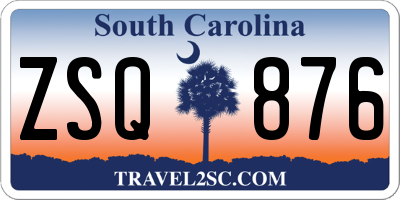 SC license plate ZSQ876