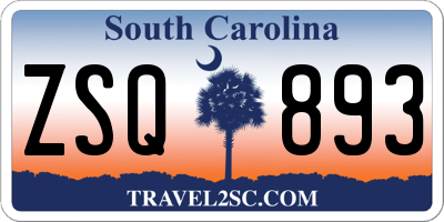 SC license plate ZSQ893