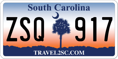SC license plate ZSQ917