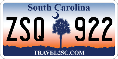 SC license plate ZSQ922
