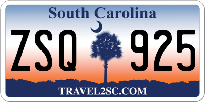 SC license plate ZSQ925