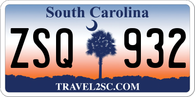 SC license plate ZSQ932
