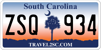 SC license plate ZSQ934