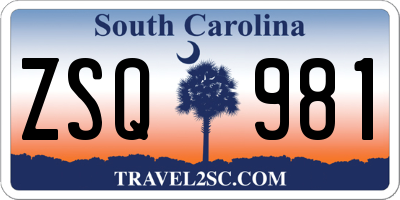 SC license plate ZSQ981