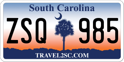 SC license plate ZSQ985