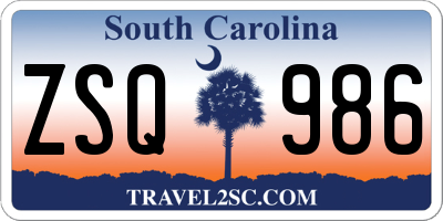 SC license plate ZSQ986