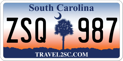 SC license plate ZSQ987