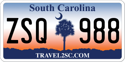 SC license plate ZSQ988
