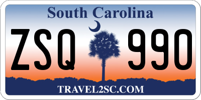 SC license plate ZSQ990