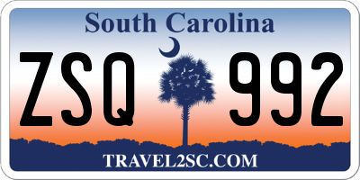 SC license plate ZSQ992