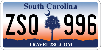 SC license plate ZSQ996