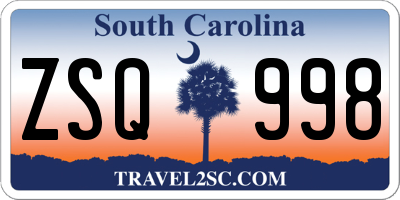 SC license plate ZSQ998