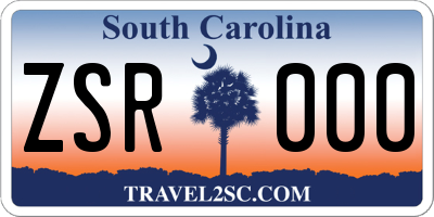 SC license plate ZSR000
