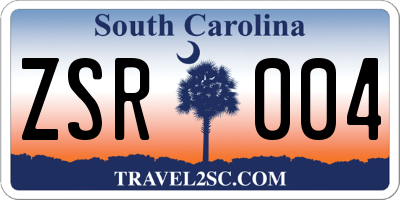 SC license plate ZSR004