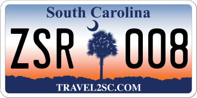 SC license plate ZSR008