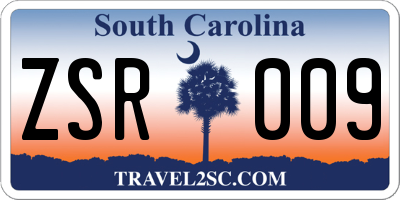 SC license plate ZSR009
