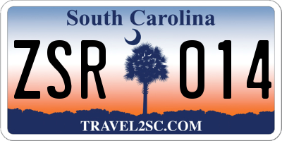 SC license plate ZSR014
