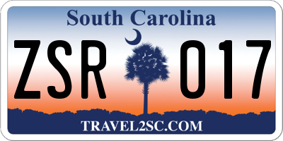 SC license plate ZSR017