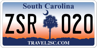SC license plate ZSR020