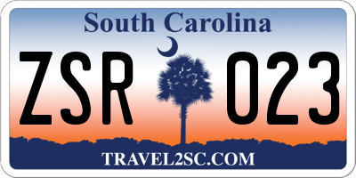 SC license plate ZSR023