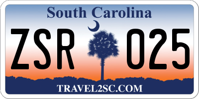 SC license plate ZSR025