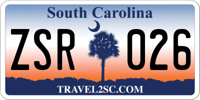 SC license plate ZSR026