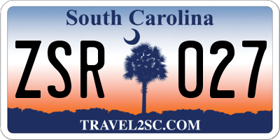SC license plate ZSR027