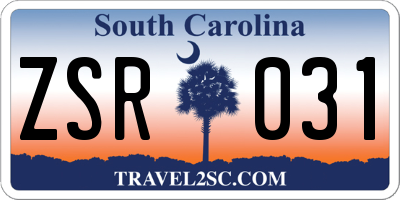SC license plate ZSR031