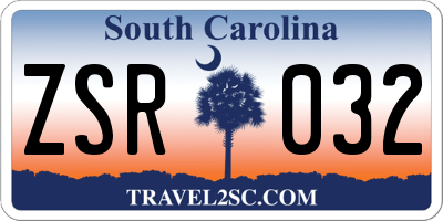 SC license plate ZSR032