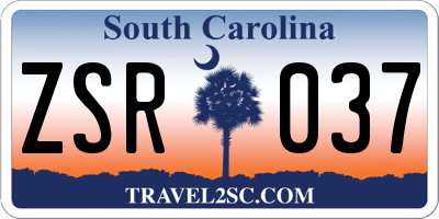 SC license plate ZSR037