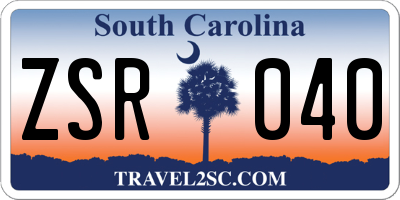SC license plate ZSR040