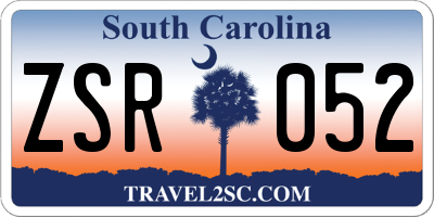 SC license plate ZSR052