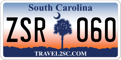 SC license plate ZSR060