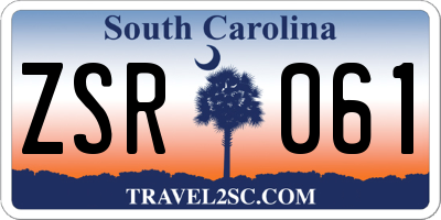 SC license plate ZSR061