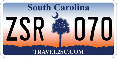 SC license plate ZSR070