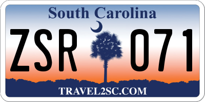 SC license plate ZSR071