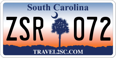 SC license plate ZSR072