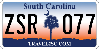 SC license plate ZSR077