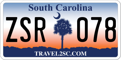 SC license plate ZSR078