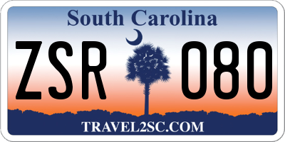 SC license plate ZSR080