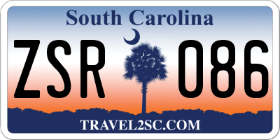 SC license plate ZSR086